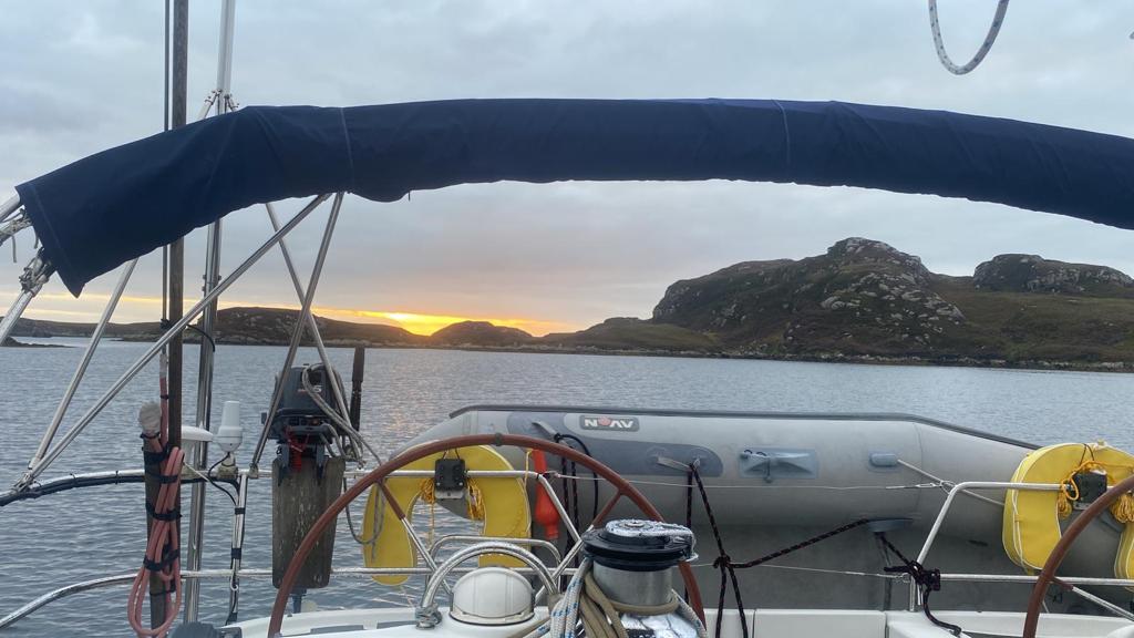 Sunrise in the Scottish Highlands, taken from Big Blue during the Wavysail Scottish adventure sail